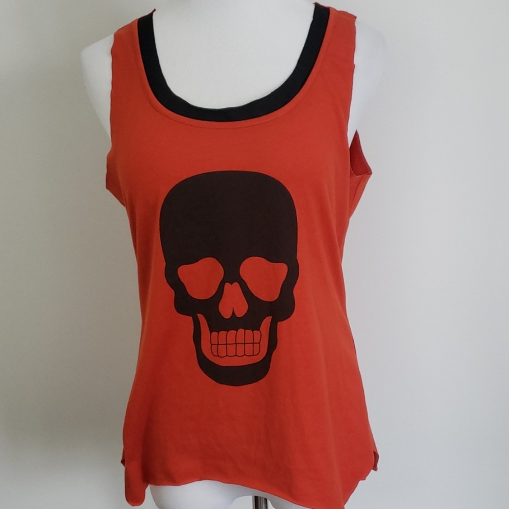 Burnt Orange Skull Muscle Tank